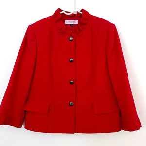 Tahari Arthur S. Levine red skirt/blazer outfit.